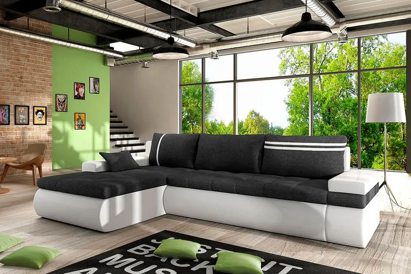 Divaanivuodesohva Dung Vasen - Tummanharmaa/Valkoinen - Huonekalut - Sohva - Nahkasohva