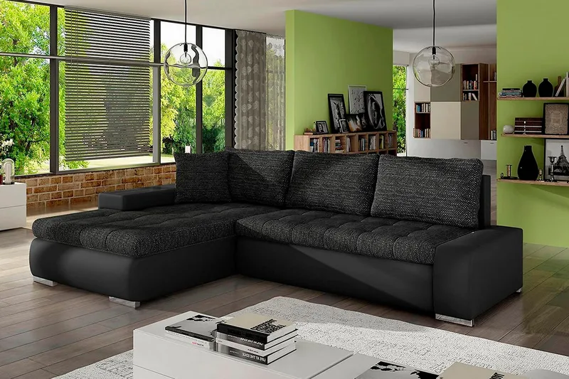 Divaanivuodesohva Jonner 4:n ist Käännettävä - Musta - Huonekalut - Sohva - Nahkasohva