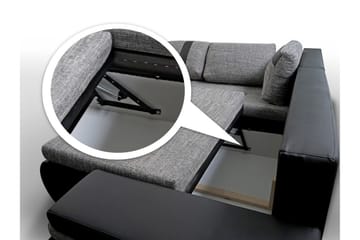 Divaanivuodesohva Mini Dung Oikea - Musta/Harmaa - Huonekalut - Sohva - Nahkasohva