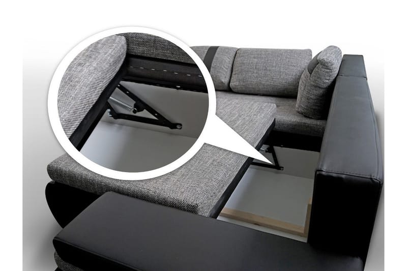 Divaanivuodesohva Mini Dung Oikea - Musta/Harmaa - Huonekalut - Sohva - Nahkasohva