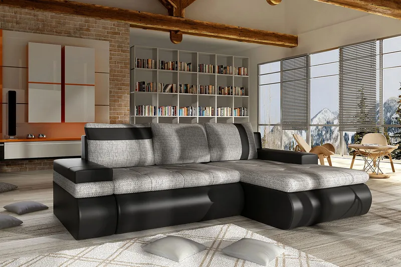 Divaanivuodesohva Mini Dung Oikea - Musta/Harmaa - Huonekalut - Sohva - Nahkasohva