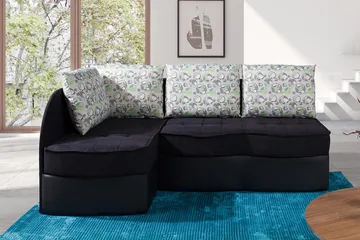 Frestelsens Kulmavuodesohva 203x143x79 cm - Musta - Huonekalut - Sohva - Nahkasohva