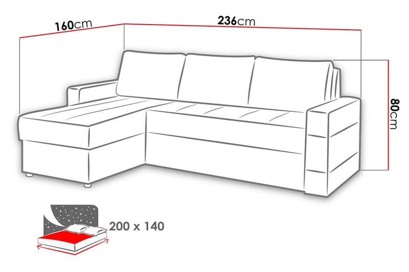 Gordia Divaanivuodesohva 234x82x156 cm - Huonekalut - Sohva - Nahkasohva