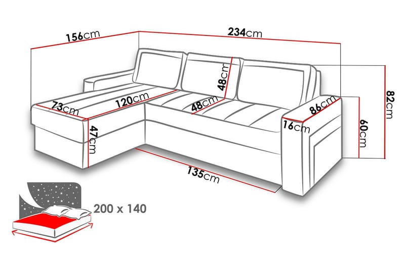 Kolder Divaanivuodesohva 234x156x82 cm - Huonekalut - Sohva - Nahkasohva