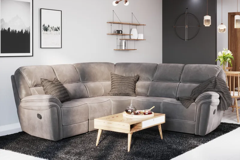 Kulmasohva Saranda Keinonahka - Harmaa - Huonekalut - Sohva - Kulmasohva