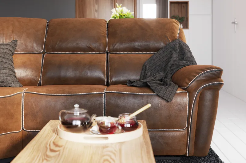 Kulmasohva Saranda Keinonahka - Ruskea - Huonekalut - Sohva - Mekanismisohva