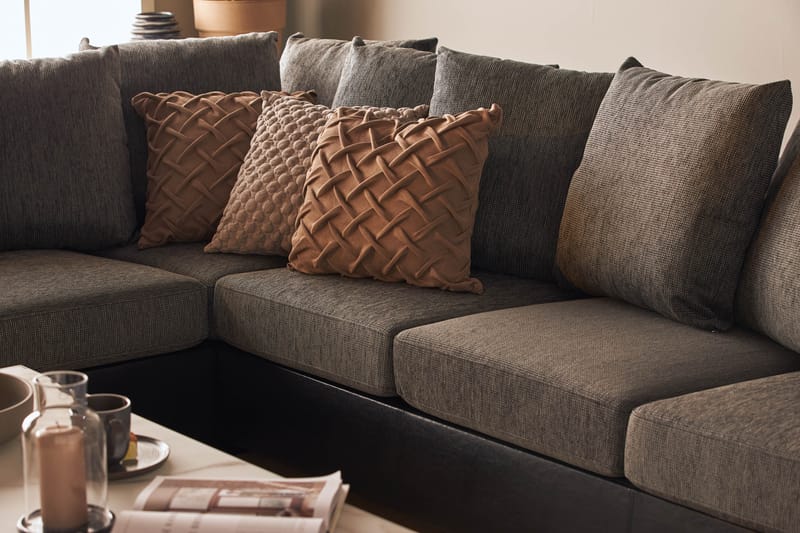 Ocean 5-istuttava Vasenkätinen U-muotoinen Large Sohva Divaanilla ja Divaaniosalla Keinonahkasta/Kankaasta - Harmaa / Musta - Huonekalut - Sohva - U-Sohva