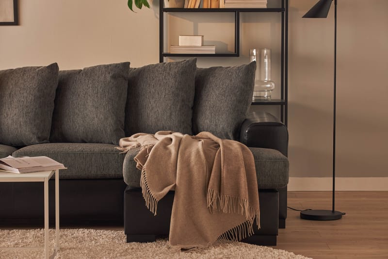 Ocean 5-istuttava Vasenkätinen U-muotoinen Large Sohva Divaanilla ja Divaaniosalla Keinonahkasta/Kankaasta - Harmaa / Musta - Huonekalut - Sohva - U-Sohva