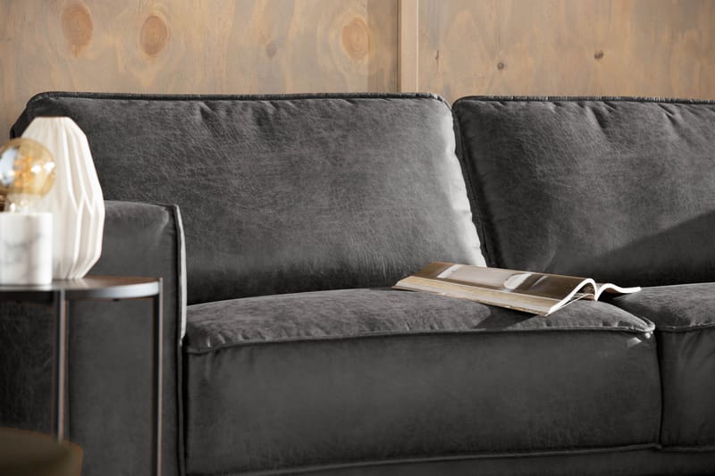 Sohva Minou 2,5:n ist avopäädyllä Oikea Sekoitenahka - Tummanharmaa - Huonekalut - Sohva - Nahkasohva