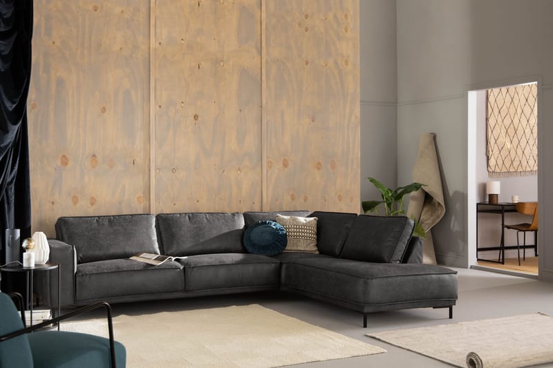 Sohva Minou 2,5:n ist avopäädyllä Oikea Sekoitenahka - Tummanharmaa - Huonekalut - Sohva - Nahkasohva