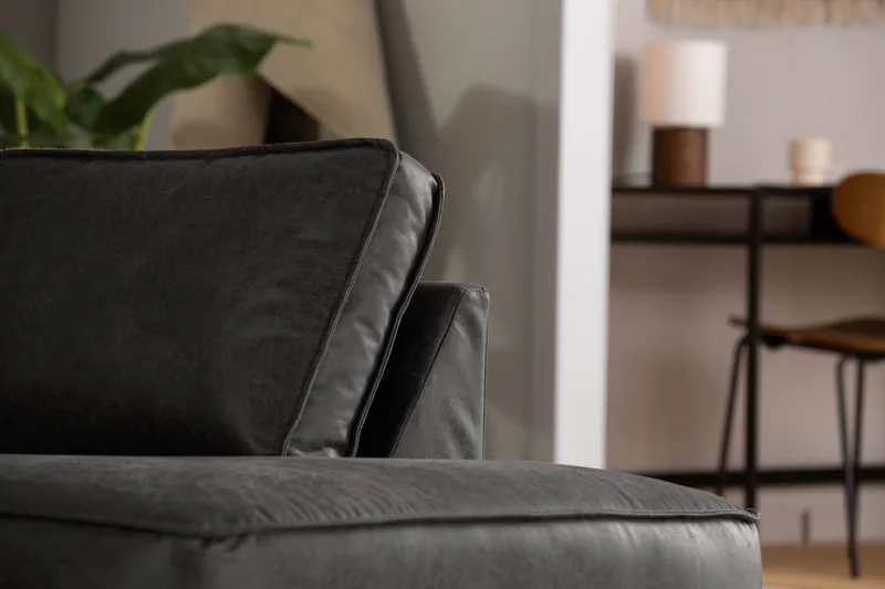 Sohva Minou 2,5:n ist avopäädyllä Oikea Sekoitenahka - Tummanharmaa - Huonekalut - Sohva - Nahkasohva