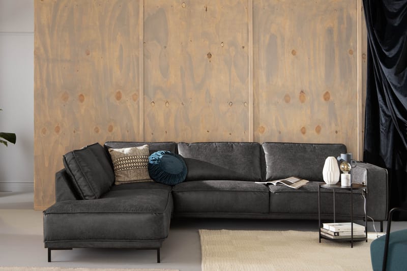 Sohva Minou 2,5:n ist avopäädyllä Vasen Sekoitenahka - Tummanharmaa - Huonekalut - Sohva - Nahkasohva