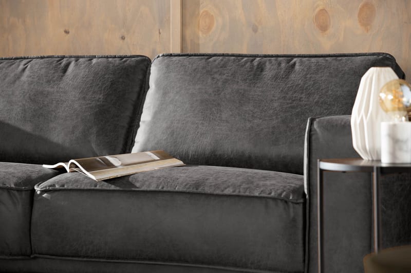 Sohva Minou 2,5:n ist avopäädyllä Vasen Sekoitenahka - Tummanharmaa - Huonekalut - Sohva - Nahkasohva