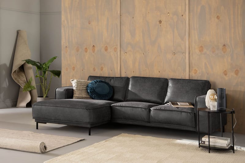 Sohva Minou 2:n ist divaanilla Vasen Sekoitenahka - Tummanharmaa - Huonekalut - Sohva - Nahkasohva