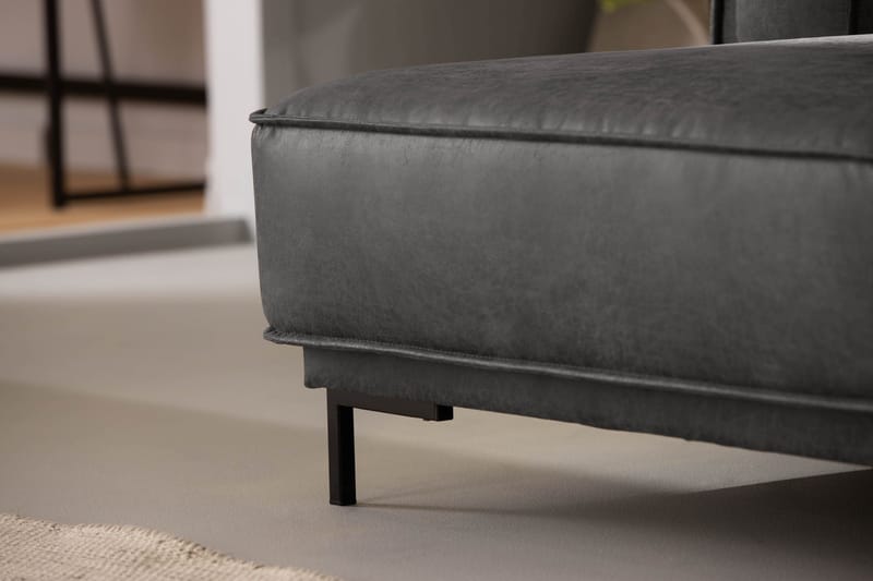 Sohva Minou 2:n ist divaanilla Vasen Sekoitenahka - Tummanharmaa - Huonekalut - Sohva - Nahkasohva