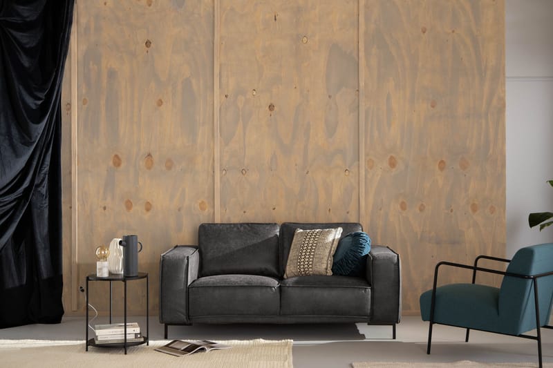 Sohva Minou 2:n ist Sekoitenahka - Tummanharmaa - Huonekalut - Sohva - Nahkasohva