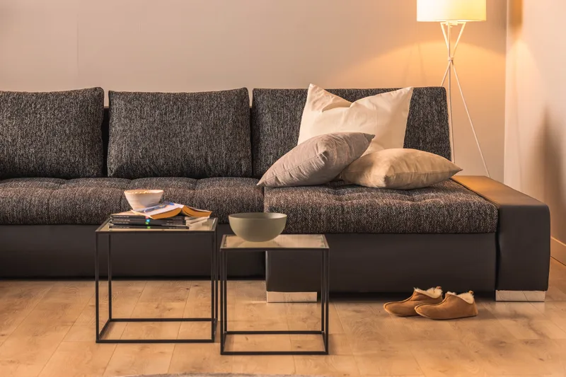 U-Vuodesohva Mojen Käännettävä Keinonahka - Musta/Tummanharmaa - Huonekalut - Sohva - Nahkasohva