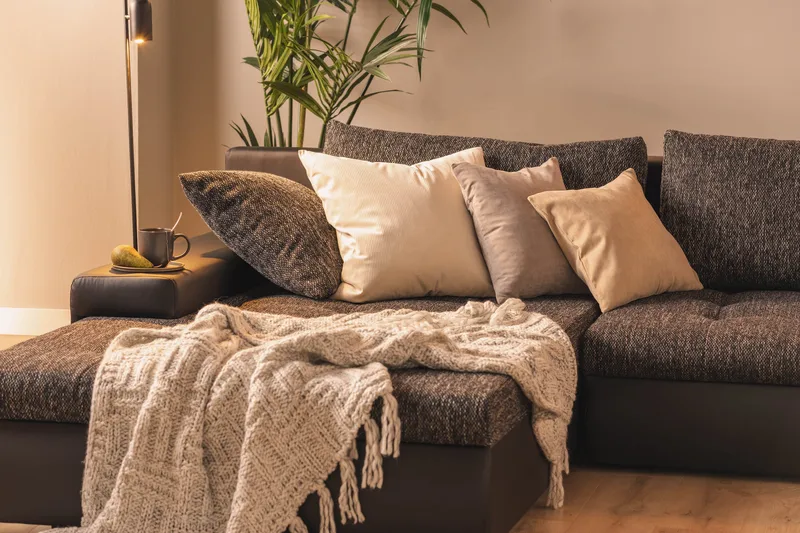 U-Vuodesohva Mojen Käännettävä Keinonahka - Musta/Tummanharmaa - Huonekalut - Sohva - Nahkasohva