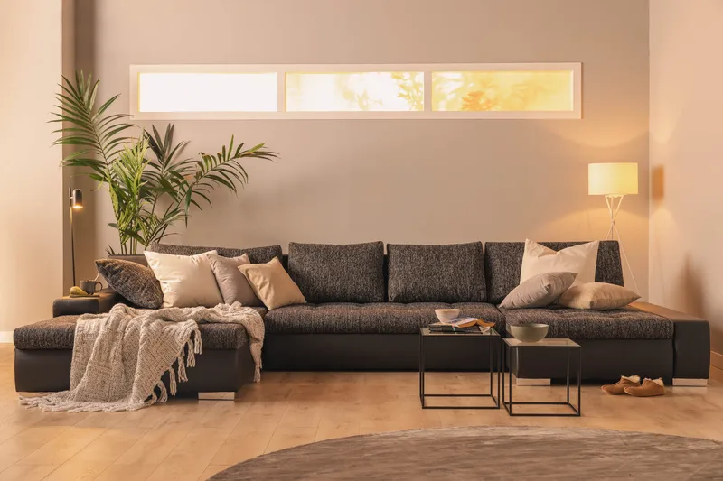 U-Vuodesohva Mojen Käännettävä Keinonahka - Musta/Tummanharmaa - Huonekalut - Sohva - Nahkasohva