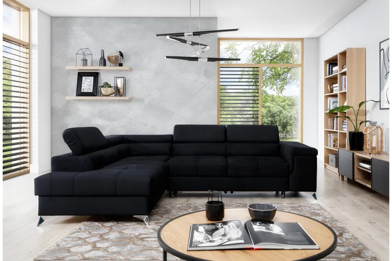 Vuodesohva avopäädyllä Lynsey Vasen, Nahka/Harmaa