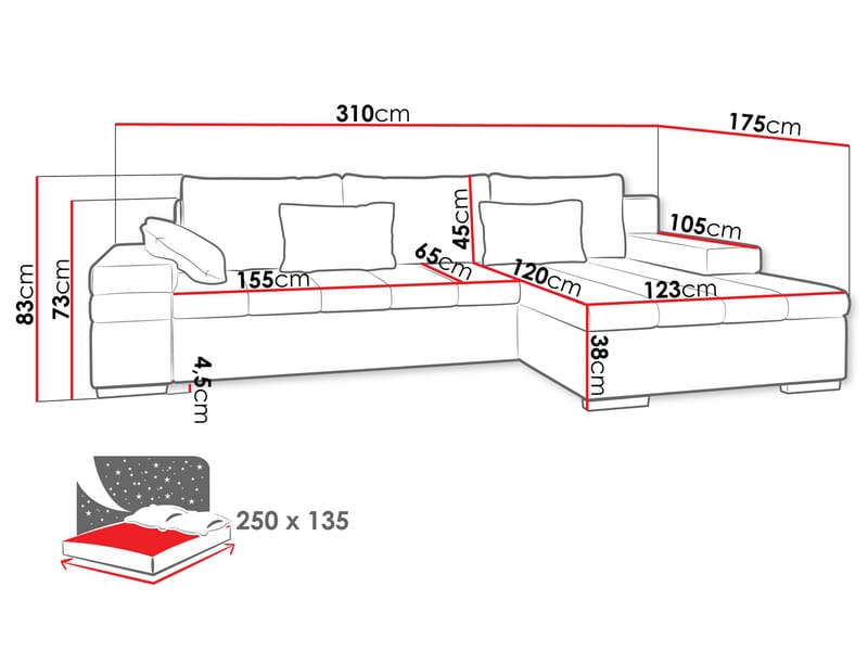 Naoma 4-istuttava Sohva Divaanilla Oikea - Huonekalut - Sohva - Kulmasohva