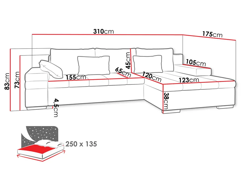 Naoma 4-istuttava Sohva Divaanilla Oikea - Huonekalut - Sohva - Kulmasohva