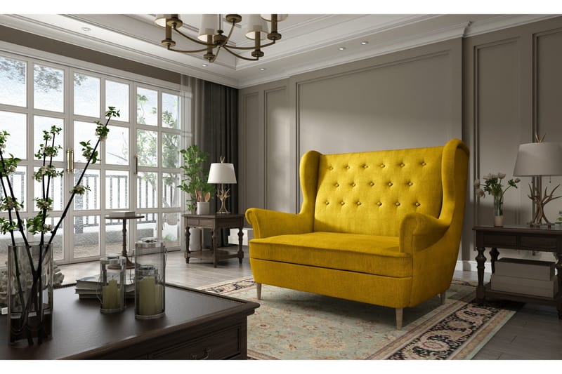 Nojatuoli Mardelle käsinojilla, Keltainen