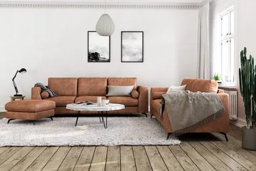 Ocean Lyx 3-istuttava Keinonahkasohva - Ruskea - Huonekalut - Sohva - 2:n istuttava sohva