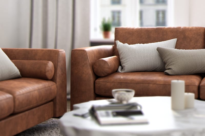 Ocean Lyx 3-istuttava Keinonahkasohva - Ruskea - Huonekalut - Sohva - 3:n istuttava sohva