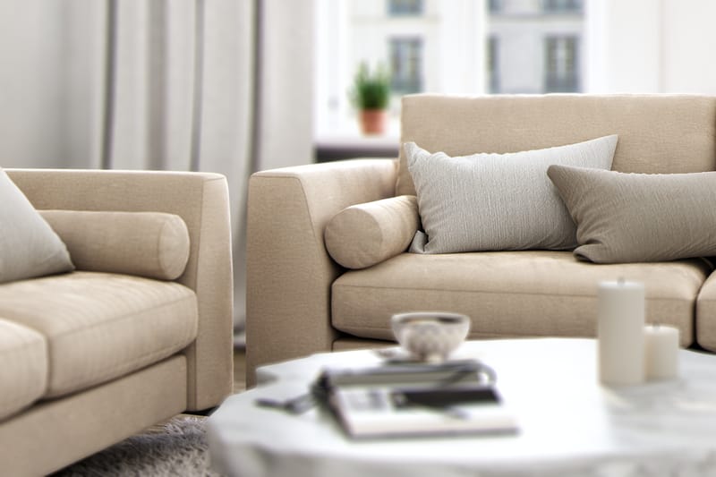 Ocean Lyx 3-istuttava Samettisohva - Beige - Huonekalut - Sohva - 3:n istuttava sohva