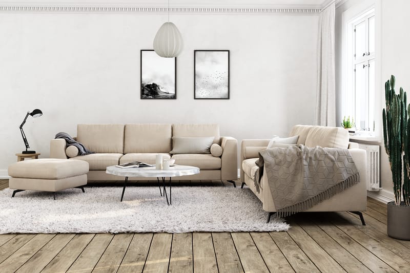 Ocean Lyx 3-istuttava Samettisohva - Beige - Huonekalut - Sohva - 3:n istuttava sohva