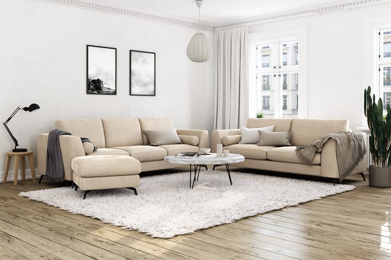 Ocean Lyx 3-istuttava Samettisohva - Beige - Huonekalut - Sohva - 3:n istuttava sohva
