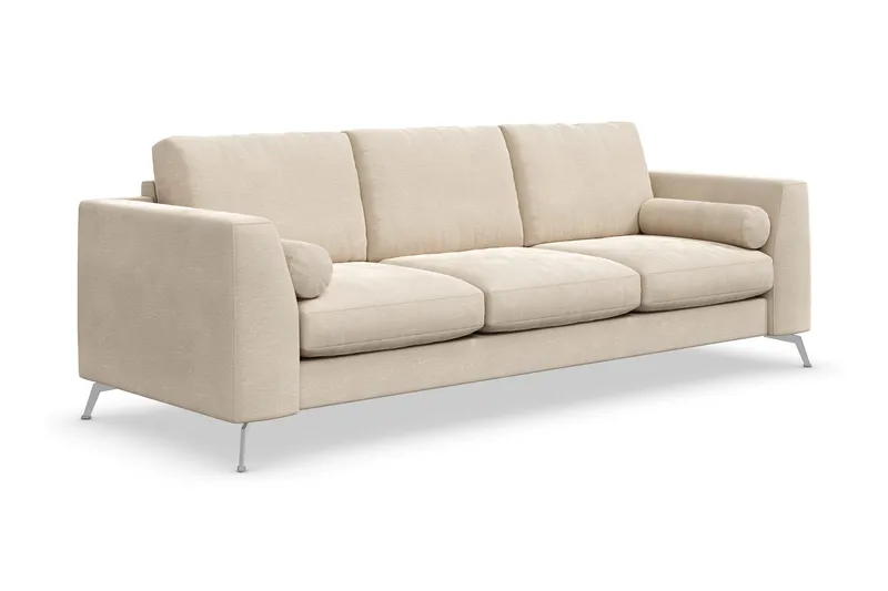 Ocean Lyx 3-istuttava samettisohva niskatyynyillä - Beige - Huonekalut - Sohva - 3:n istuttava sohva