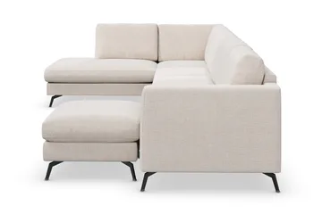 Ocean Lyx 6-paikkainen vasenkätinen U-sohva, jossa divaani ja lepotuoliosa + kankainen rahi - Beige - Huonekalut - Sohva - Divaanisohva