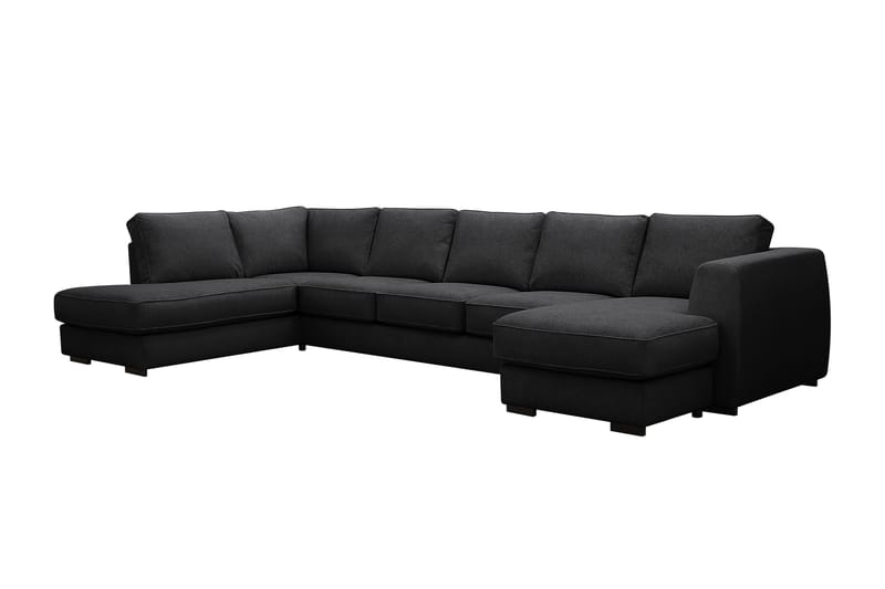 Optus 6-istuttava U-sohva divaanilla ja oikealla puolella olevalla lepotuoliosalla - Musta - Huonekalut - Sohva - Divaanisohva