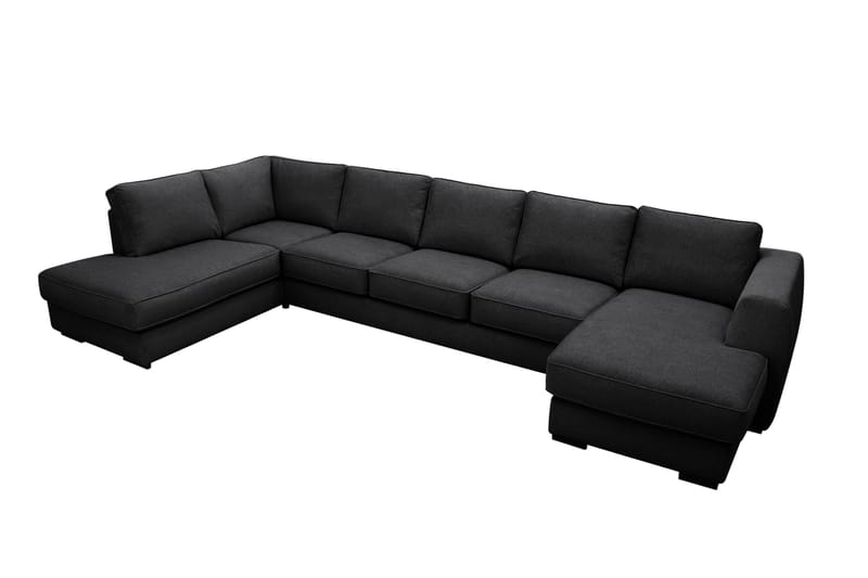 Optus 6-istuttava U-sohva divaanilla ja oikealla puolella olevalla lepotuoliosalla - Musta - Huonekalut - Sohva - Divaanisohva
