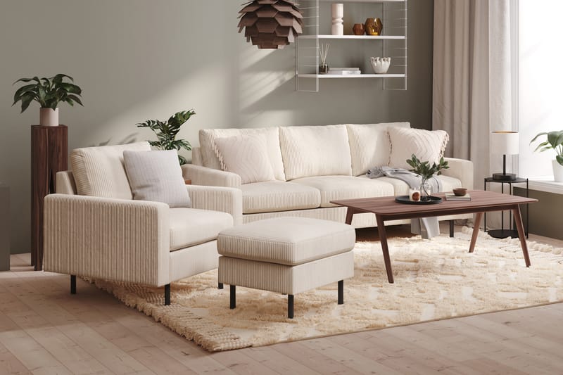 Peppe 3-istuttava Manchestersohva - Beige - Huonekalut - Sohva - 3:n istuttava sohva