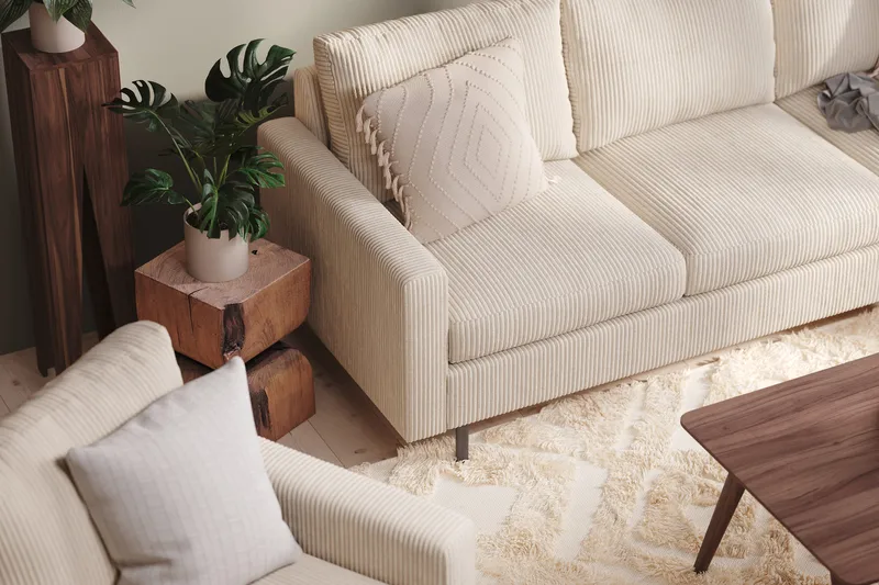 Peppe 3-istuttava Manchestersohva - Beige - Huonekalut - Sohva - 3:n istuttava sohva