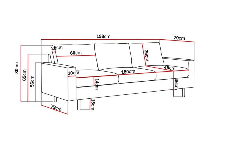 Peppe 3-istuttava Manchestersohva - Greige - Huonekalut - Sohva - 3:n istuttava sohva