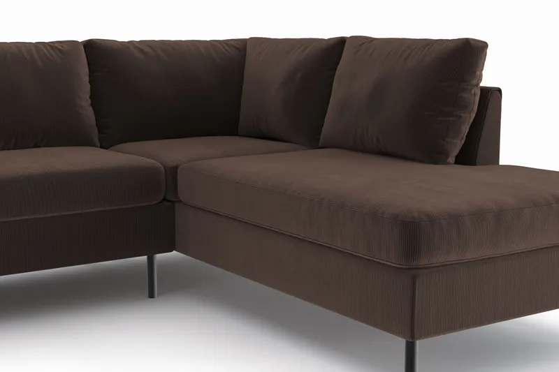 Peppe 4-istuttava Oikeakätinen L-muotoinen Divaanisohva Manchesterista - Ruskea - Huonekalut - Sohva - Divaanisohva