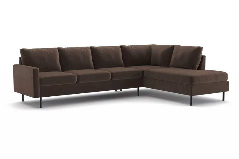 Peppe 4-istuttava Oikeakätinen L-muotoinen Divaanisohva Manchesterista - Ruskea - Huonekalut - Sohva - Divaanisohva
