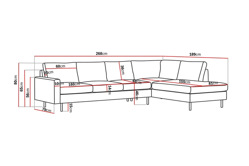 Peppe 4-istuttava Oikeakätinen L-muotoinen Divaanisohva Manchesterista - Ruskea - Huonekalut - Sohva - Divaanisohva