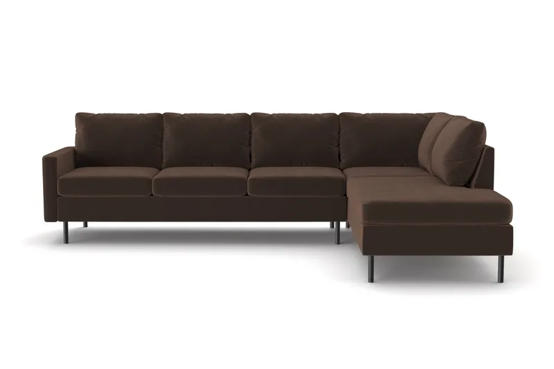 Peppe 4-istuttava Oikeakätinen L-muotoinen Divaanisohva Manchesterista, Ruskea