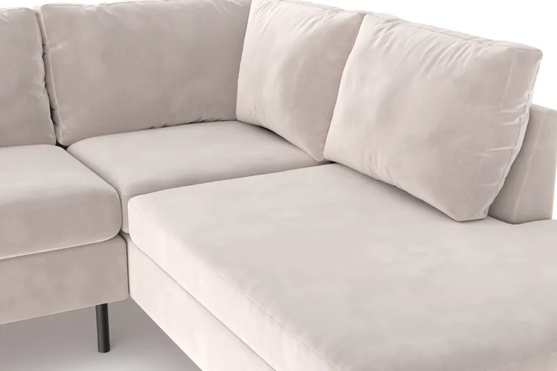 Peppe 4-istuttava Oikeakätinen L-muotoinen Divaanisohva Sametti - Beige - Huonekalut - Sohva - Divaanisohva