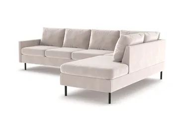 Peppe 4-istuttava Oikeakätinen L-muotoinen Divaanisohva Sametti - Beige - Huonekalut - Sohva - Divaanisohva