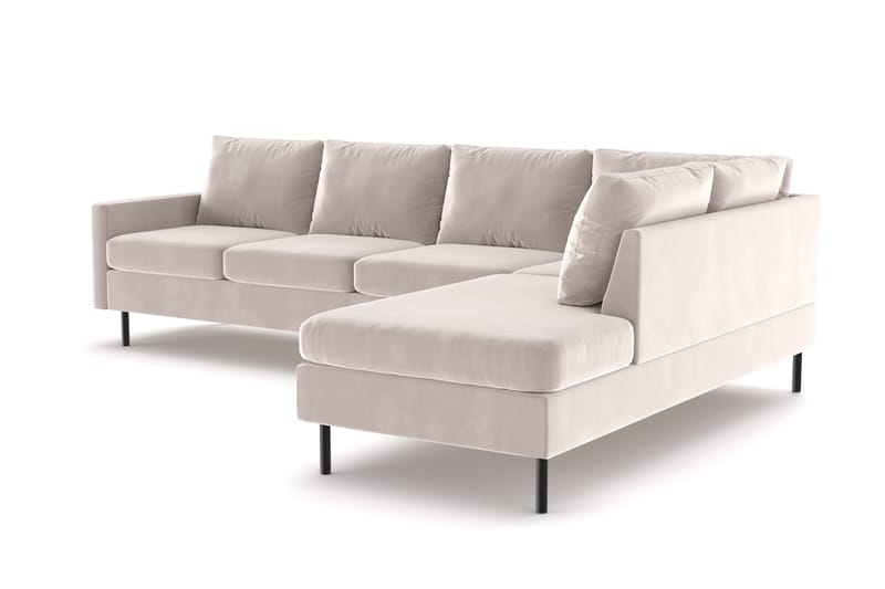 Peppe 4-istuttava Oikeakätinen L-muotoinen Divaanisohva Sametti - Beige - Huonekalut - Sohva - Divaanisohva