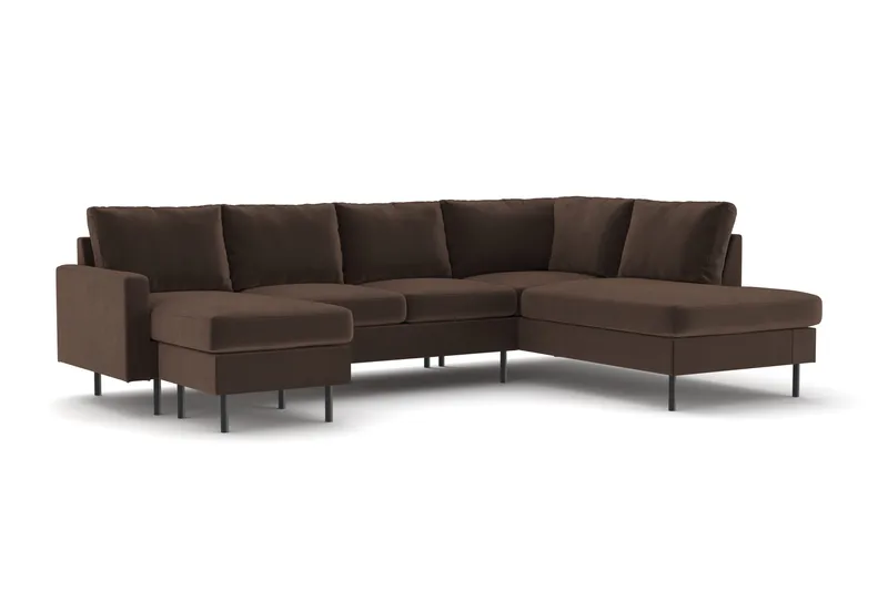 Peppe 4-istuttava Oikeakätinen U-muotoinen Sohva Divaanilla ja Divaaniosalla Manchesterista - Ruskea - Huonekalut - Sohva - Divaanisohva