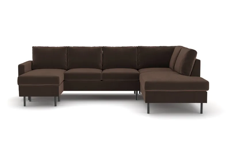 Peppe 4-istuttava Oikeakätinen U-muotoinen Sohva Divaanilla ja Divaaniosalla Manchesterista - Ruskea - Huonekalut - Sohva - Divaanisohva