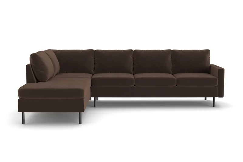 Peppe 4-istuttava Vasenkätinen L-muotoinen Divaanisohva Manchesterista, Ruskea