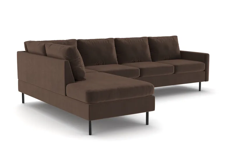 Peppe 4-istuttava Vasenkätinen L-muotoinen Divaanisohva Manchesterista - Ruskea - Huonekalut - Sohva - Divaanisohva